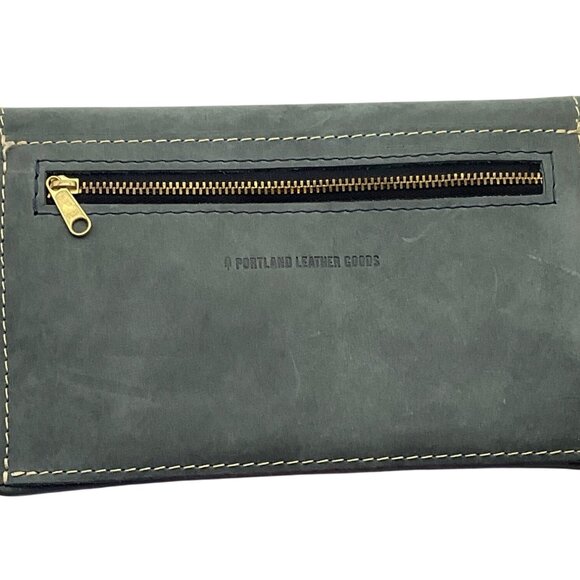 Portland Leather Goods Envelope Clutch Crossbody Bag Gray Convertible - Picture 2 of 15